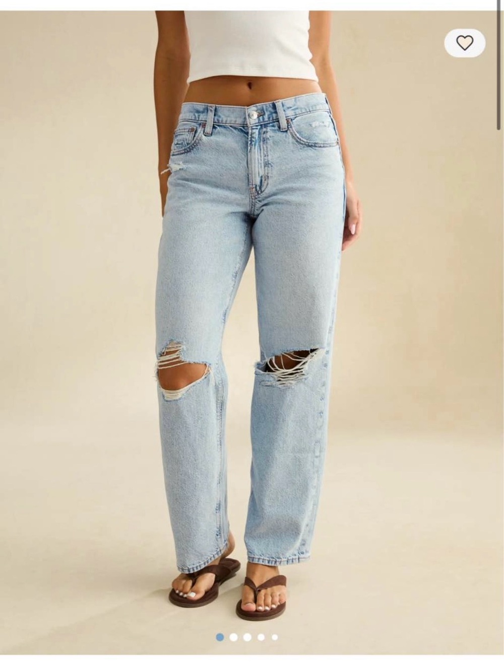 American Eagle Outfitters Light Blue Distressed Straight-Leg Jeans